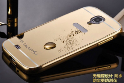 Други Бъмпъри за телефони Луксозен златист алуминиев бъмпър с твърд огледален гръб за Samsung Galaxy S4 I9500 / S4 I9505 / S4 Value Edition I9515 златист